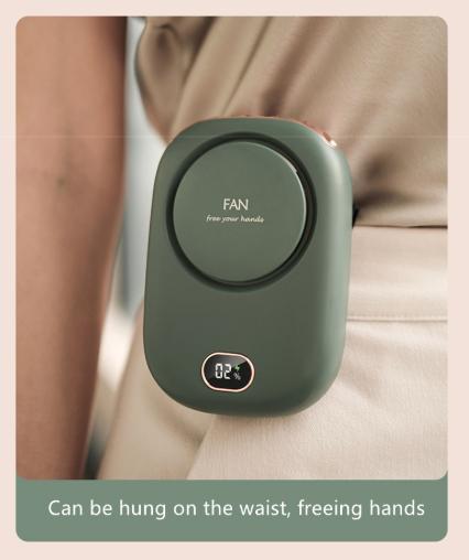 Portable Bladeless Neck Fan with Waist Clip & Digital Display USB Rechargeable Mini Fan