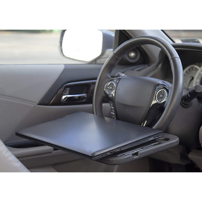 Black Portable Car Steering Wheel Tray - 2-in-1 Dual Sided Laptop Desk & Food Table with Cup Holder - Universal Auto Interior Accessory for Travel & Mobile Work - Product image 4