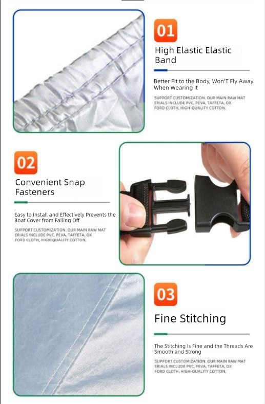 Grey Heavy Duty Waterproof Tarp Covers with Storage Bag, Fits V-Hull, Fish&Ski, Pro-Style, Fishing, Runabout, Bass Boats, 14-16FT(530cm*290cm) - Product image 5