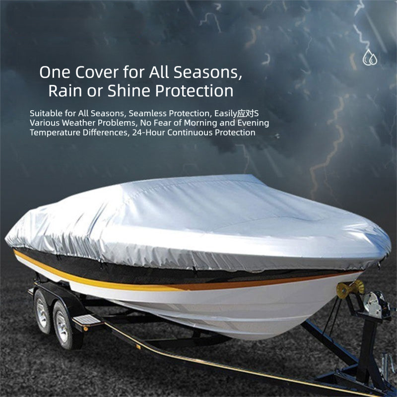 Black Heavy Duty Waterproof Tarp Covers with Storage Bag, Fits V-Hull, Fish&Ski, Pro-Style, Fishing, Runabout, Bass Boats, 14-16FT(530cm*290cm) - Product image 4