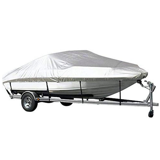 Grey Heavy Duty Waterproof Tarp Covers with Storage Bag, Fits V-Hull, Fish&Ski, Pro-Style, Fishing, Runabout, Bass Boats, 16-18FT(570cm*300cm) - Main product image