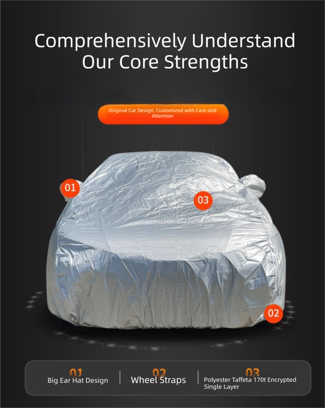 Silver 3L Universal Car Cover – 170T Taffeta Fabric, All-Weather Protection for Cars(4600×1800×1500MM) - Product image 2