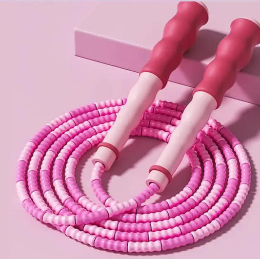 10 Pcs Pink Soft Beaded Jump Ropes, Tangle-Free Beaded Jump Rope - Adjustable Segmented Skipping Rope for Kids & Adults Fitness - Main product image