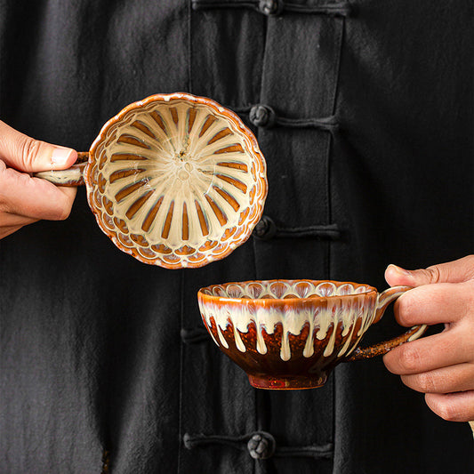 Beige-brown Creative Retro Kiln-Glazed Ceramic Cup - Exquisite Coffee & Afternoon Tea Mug, Home Milk Cup, Unique Gift - Main product image