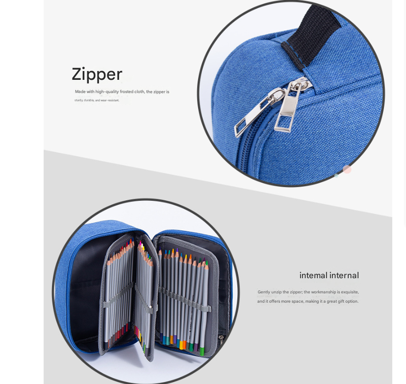 Grey Large Capacity 72-Slot Pencil Case - Multi-functional Oxford Cloth Storage for Students, Artists & Stationery (23x7x16 cm, 228g) - Product image 3