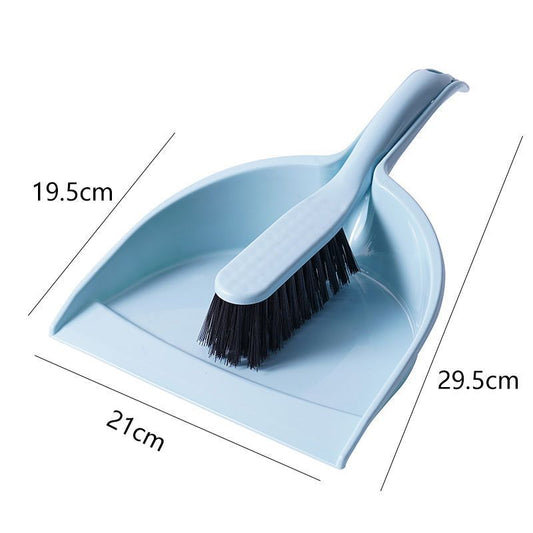 Blue Mini Dustpan and Brush Set Handheld Sweeping Broom with Rubber Lip for Desktop Kitchen Car and Camping Cleaning - Main product image