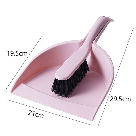 Pink Mini Dustpan and Brush Set Handheld Sweeping Broom with Rubber Lip for Desktop Kitchen Car and Camping Cleaning - Main product image