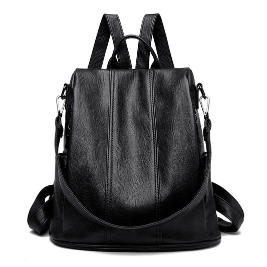 Black Women's Anti-Theft Backpack Purse Soft Faux Leather Convertible Rucksack Shoulder Bag Large Capacity 31cm for Travel Work Daily Use - Main product image