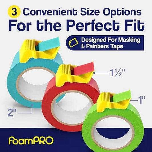 15 Pack Masking Tape Cutter Set (5 x 3 Sizes) Compact Clip-On Dispenser for 1", 1.5" & 2" Rolls Painter's Tape DIY Tool - Main product image