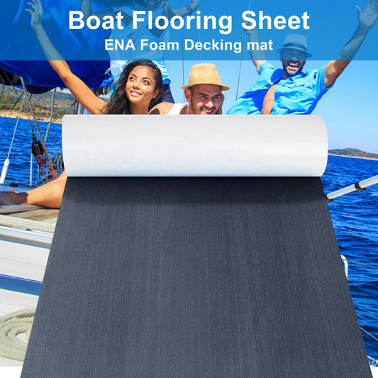2400*900*6mm High Density EVA Foam Marine Flooring Flat Sheet Non-Grooved Self-Adhesive Boat Decking Mat Grey for Jet Ski Kayak & Fishing Boat - Main product image