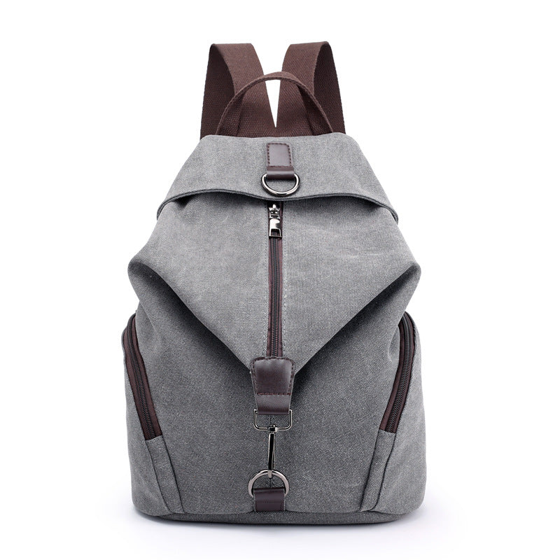 Grey Women's Vintage Canvas Backpack Casual Daypack Retro College School Bag Large Capacity Rucksack for Travel Work & Daily Use - Main product image