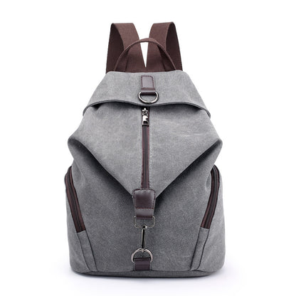 Grey Women's Vintage Canvas Backpack Casual Daypack Retro College School Bag Large Capacity Rucksack for Travel Work & Daily Use - Main product image