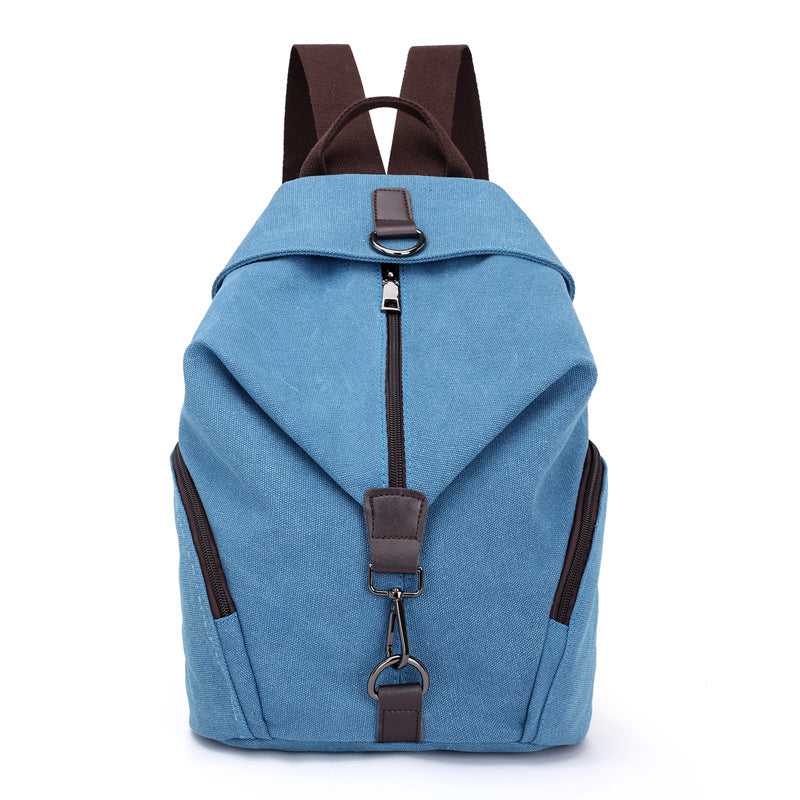 Blue Women's Vintage Canvas Backpack Casual Daypack Retro College School Bag Large Capacity Rucksack for Travel Work & Daily Use - Main product image