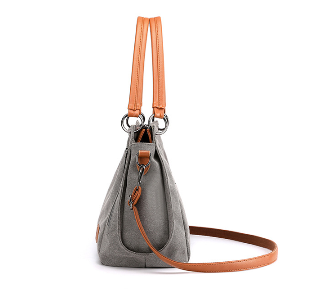Grey Women's Canvas Hobo Handbag Large Shoulder Tote Bag Adjustable Crossbody Strap Casual Purse 40cm for Work School Travel - Product image 3