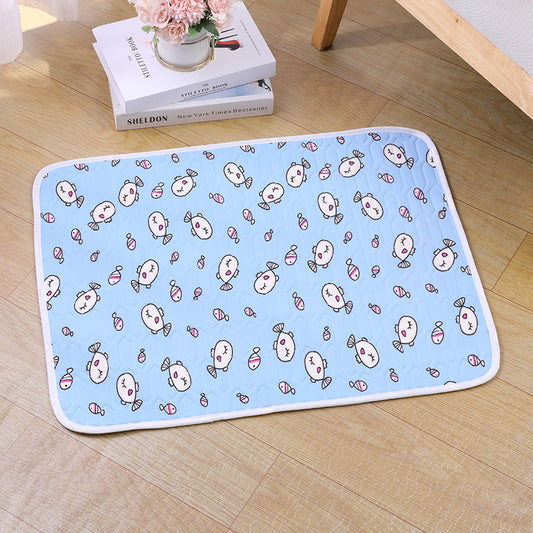 2-Pack Blue Fish Pet Summer Cooling Latex Pad (XXL Size: 90*70cm) - Breathable Ice Silk & Latex-Filled Dog Bed Cat Sleeping Mat with Non-Slip Base - Main product image