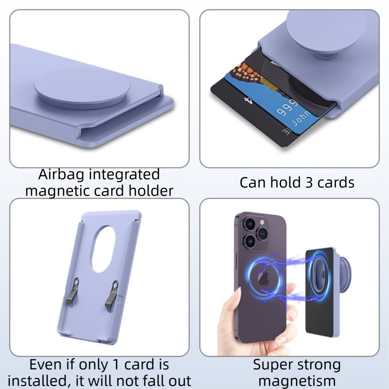 2-Pack 2-in-1 Green Magnetic Card Wallet Integrated Pop Airbag Stand(9.5x6x0.8 CM) - Including Magnetic Ring, for MagSafe Compatible iPhone 14/13/12 Series & Standard Phone Cases