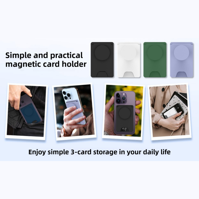 2-Pack 2-in-1 Green Magnetic Card Wallet Integrated Pop Airbag Stand(9.5x6x0.8 CM) - Including Magnetic Ring, for MagSafe Compatible iPhone 14/13/12 Series & Standard Phone Cases