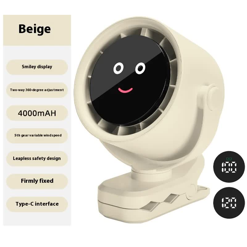 Portable Stroller Fan with LED Display - Bladeless Safety Clip - On Fan for Baby & Desk