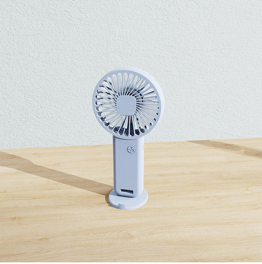 2 - PCS White Portable USB Rechargeable Mini Handheld Fan with Desktop Base & Phone Stand - 3 - Speed Quiet Operation