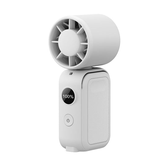 Light green Portable Handheld Fan 350 Degree Rotation Foldable Neck Hanging Waist Fan with Magnetic Base LED Display 5 Speed Personal Fan