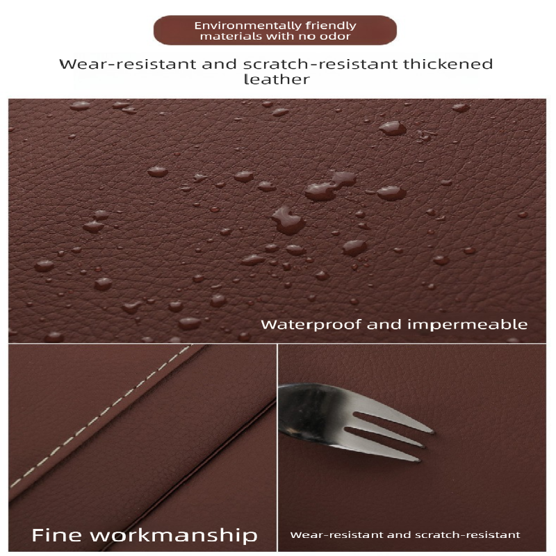 2-PCS Beige PU Leather Car Back Seat Organizer Kick Mat with Touch Screen Tablet Holder Multi-Pocket Travel Storage Bag - Product image 3