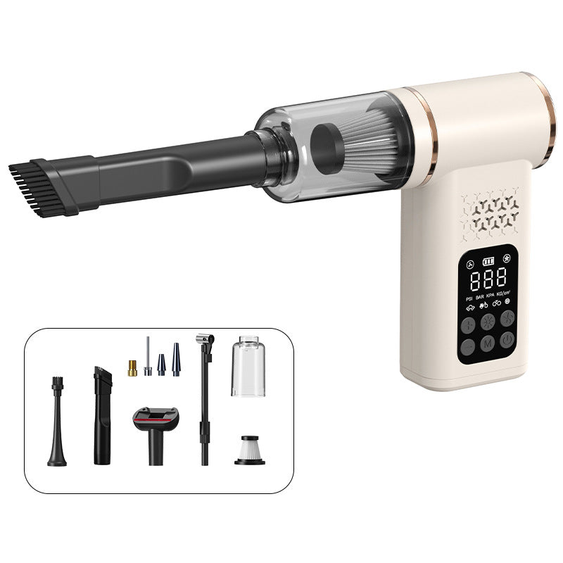 4-in-1 Car Vacuum Cleaner and Tyre Inflator Portable Cordless Air Pump with LED Light and Digital Pressure Gauge