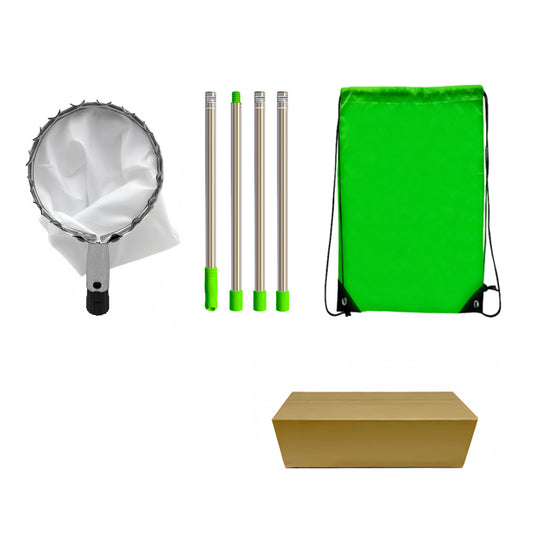 Green Telescopic Fruit Picker Tool with Stainless Steel Extension Pole Carbon Steel Head and Large Bag for Apples Peaches Oranges Australian Home Orchards(1.6m) - Main product image