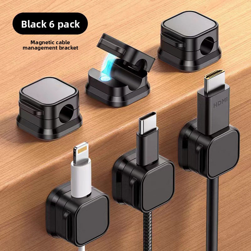 6 - Pack Magnetic Cable Organiser Clips Desktop Cord Management for Phone Charger USB Cable Holder