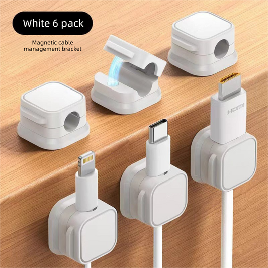 6 - Pack Magnetic Cable Organiser Clips Desktop Cord Management for Phone Charger USB Cable Holder