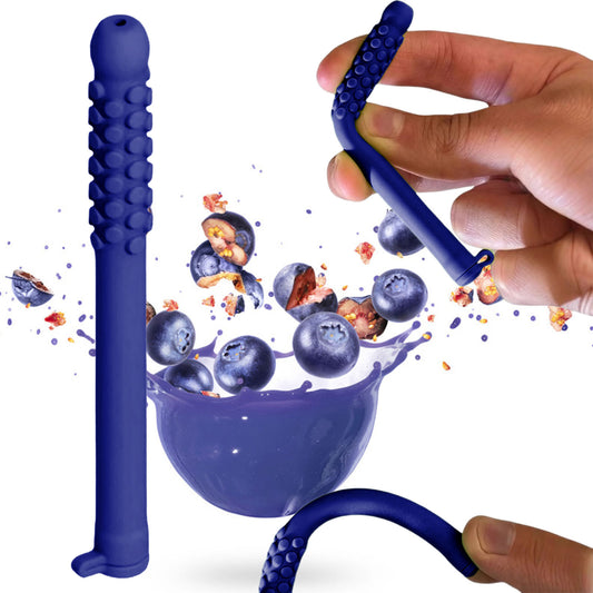 5 Pack Essential Oil Breathing Stick Silicone Chewable Sensory Tool Blue Blueberry Scent for Focus and Calm - Main product image