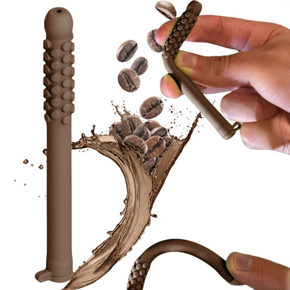 5 Pack Sensory Chew Sticks Coffee Scented Food Grade Silicone Oral Motor Aid Fidget Tubes for Focus and Stress Relief - Main product image