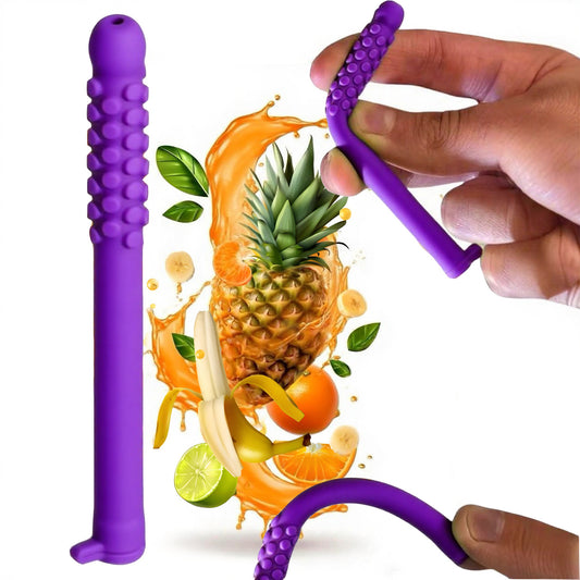 5 Pack Silicone Essential Oil Breathing Stick Chewable Fidget Tube for Stress Relief & Focus Mixed Berry Jam Scent Purple - Main product image