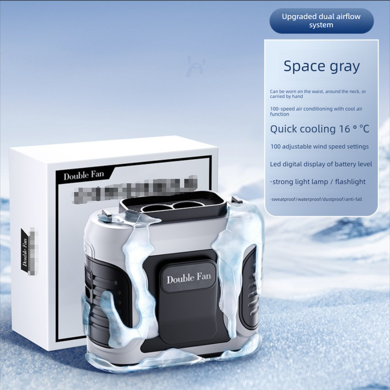 Waist Clip Fan Rechargeable Portable Personal Fan with Dual Outlet 13500RPM High Speed Airflow for Outdoor Work