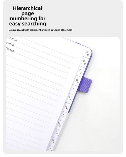 Deep purple Password Log Book with Alphabetical Tabs Internet Address Organizer Small PU Leather Notebook with Owl Design Pen Holder and Inner Pocket Ideal for Home and Office - Product image 6