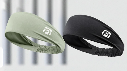 2 Pcs Cooling Sports Headband Moisture Wicking Sweatband for Running Gym & Yoga Non Slip Stretchy Hair Band Black & Green - Main product image