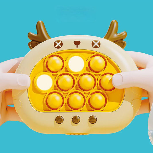 Electronic Fast Push Pop Game - Brown Deer Fidget Console with Lights & Sound - 4 Modes Memory & Speed Challenge - Interactive Sensory Toy for Kids 3+ & Travel - Main product image