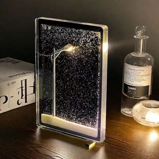 DIY Snowy Street Lamp Night Light Kit - Liquid Glitter Floating Snow Globe Effect - LED Acrylic Desk Display - Creative Handcraft Gift for Bedroom & Home Decor - Battery Operated 15.5cm - Main product image