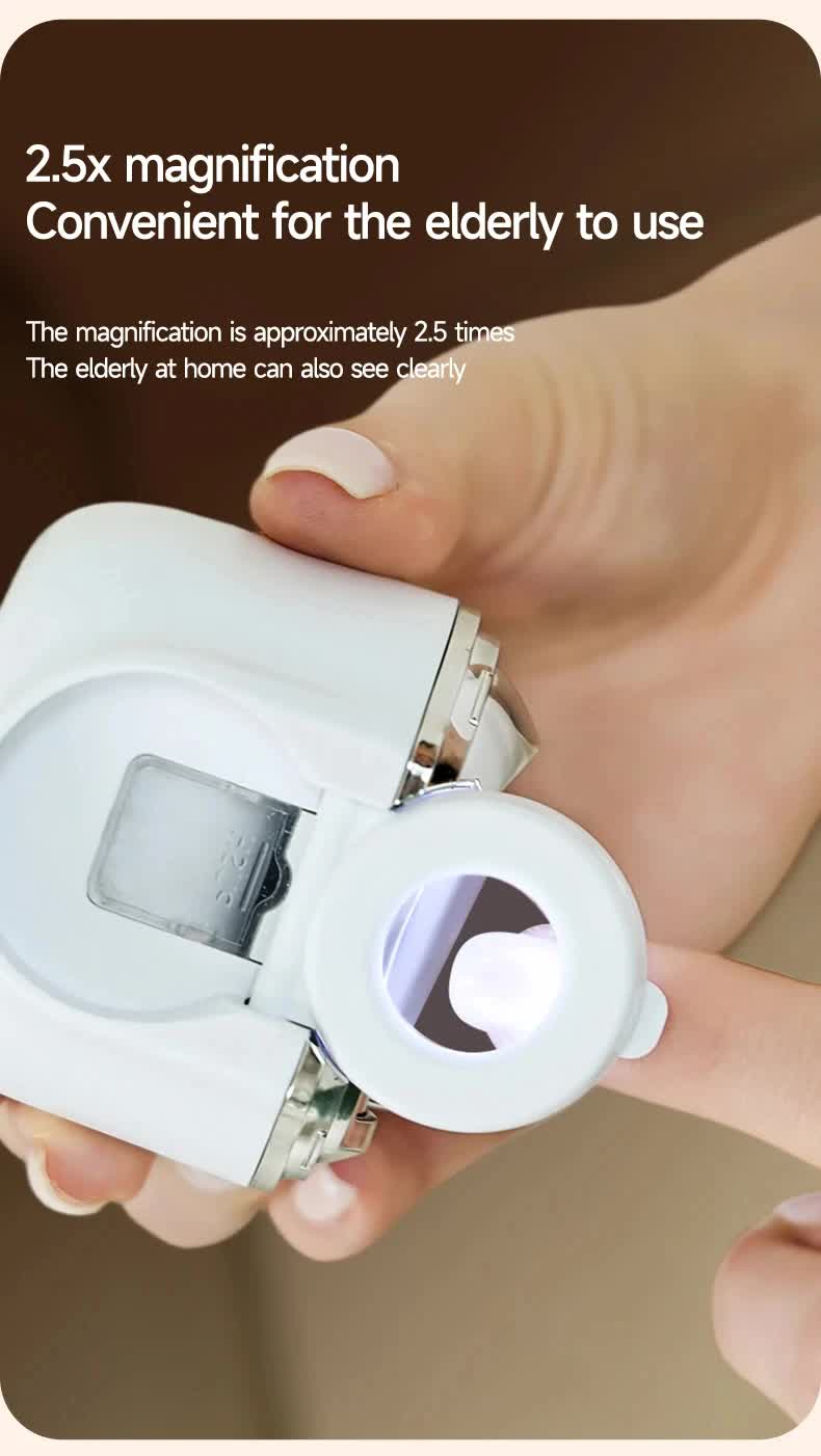 2-in-1 Electric Nail Clipper with Magnifying Glass & LED Light - Automatic Nail Trimmer & Polisher for Babies, Seniors & Adults - Safe USB Rechargeable Manicure Tool with Debris Storage - Grey - Product image 5