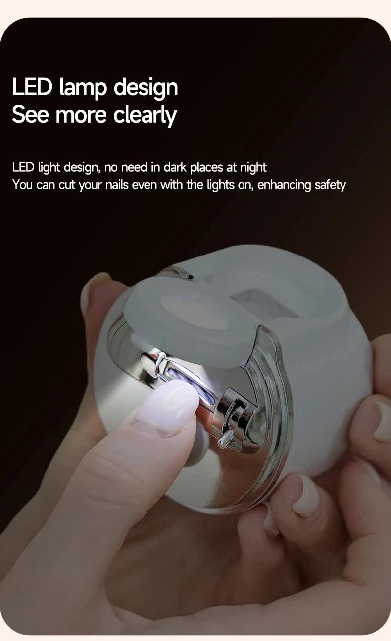 2-in-1 Electric Nail Clipper with Magnifying Glass & LED Light - Automatic Nail Trimmer & Polisher for Babies, Seniors & Adults - Safe USB Rechargeable Manicure Tool with Debris Storage - Grey - Product image 6