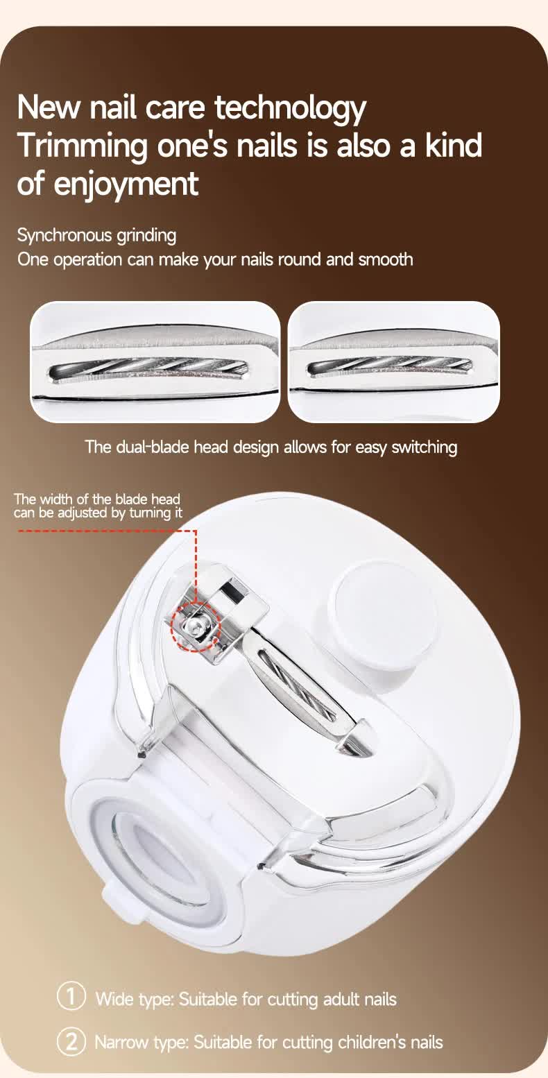 2-in-1 Electric Nail Clipper with Magnifying Glass & LED Light - Automatic Nail Trimmer & Polisher for Babies, Seniors & Adults - Safe USB Rechargeable Manicure Tool with Debris Storage - Grey - Product image 7