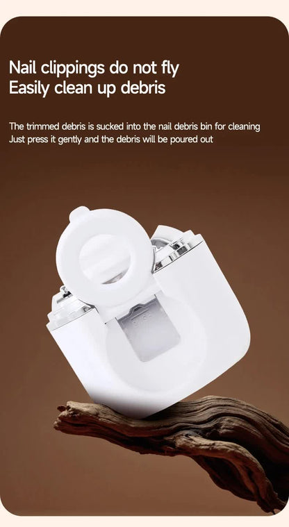 2-in-1 Electric Nail Clipper with Magnifying Glass & LED Light - Automatic Nail Trimmer & Polisher for Babies, Seniors & Adults - Safe USB Rechargeable Manicure Tool with Debris Storage - Grey - Product image 9