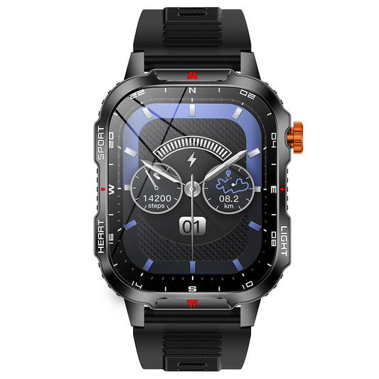 Rugged Outdoor Smart Watch for Men - Extra Long Battery with LED Flashlight & Compass - 2.01" HD Screen Bluetooth Calling IP68 Waterproof Fitness Tracker
