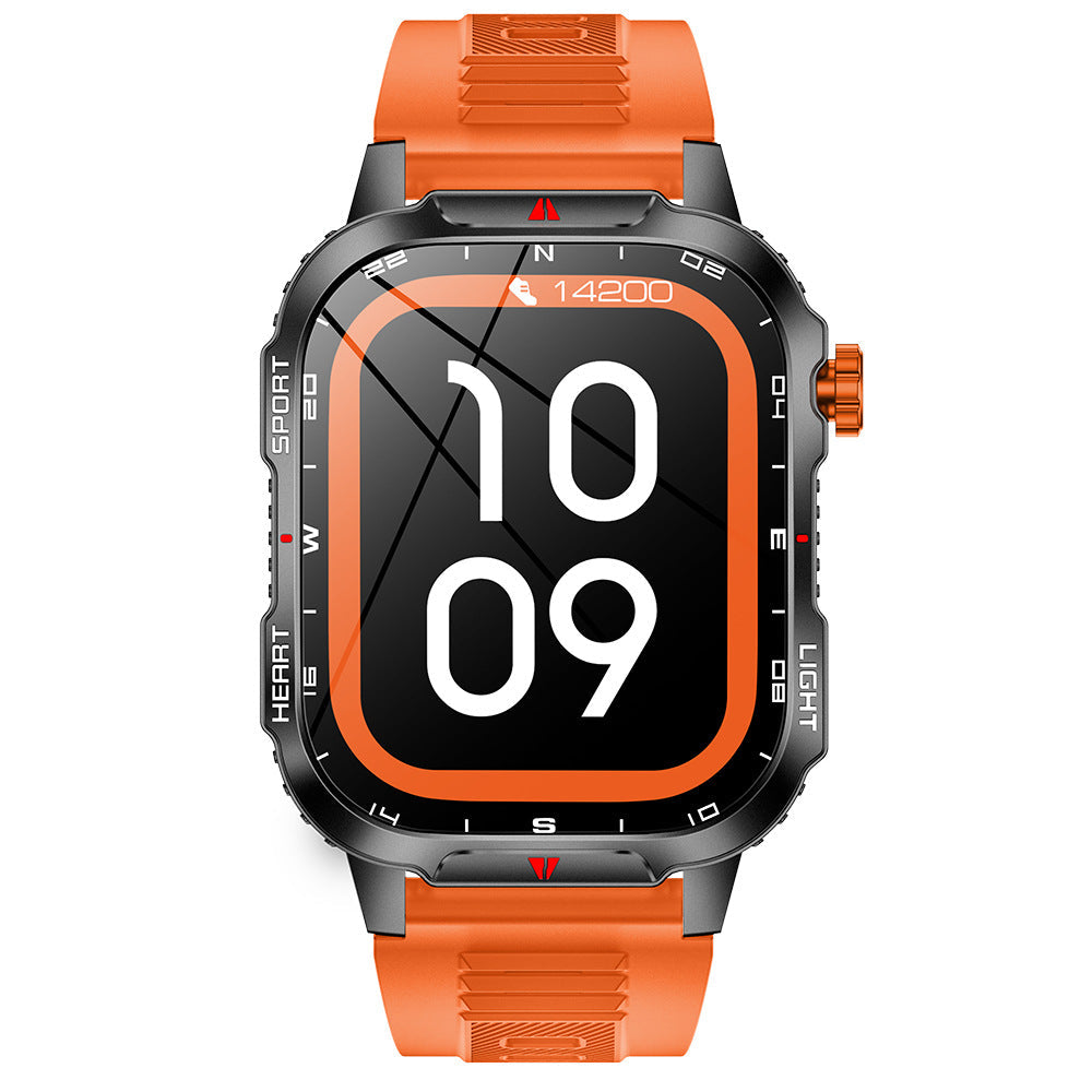 Rugged Outdoor Smart Watch for Men - Extra Long Battery with LED Flashlight & Compass - 2.01" HD Screen Bluetooth Calling IP68 Waterproof Fitness Tracker