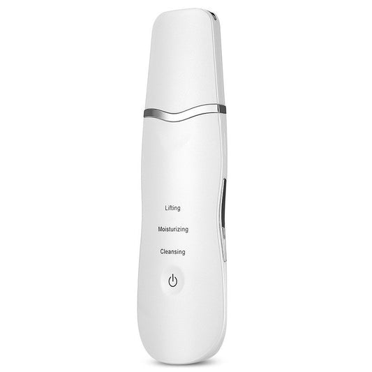 Ultrasonic Skin Scrubber Facial Spatula Blackhead Remover & Pore Cleaner with Ion EMS Lifting Mode Rechargeable Beauty Tool Ivory White - Main product image