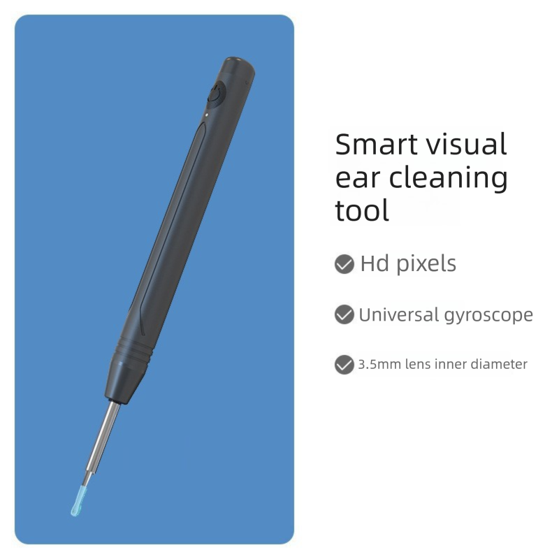 Smart Visual Ear Wax Removal Tool with HD Camera WiFi Wireless Otoscope Ear Cleaner 3.5mm Ultra Slim Lens for iPhone Android Black - Main product image