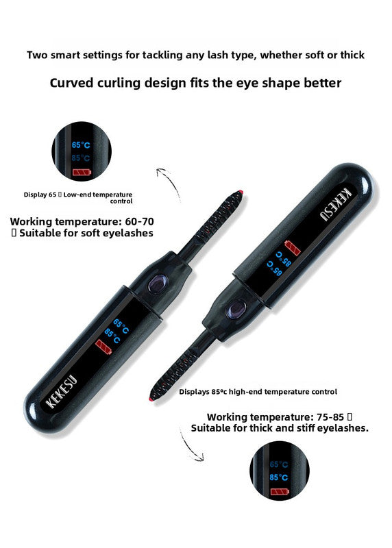 Heated Eyelash Curler Rechargeable Electric Lash Curler with LCD Display 2 Temperature Modes Fast Heating Long Lasting Natural Curl Tool Black - Product image 3