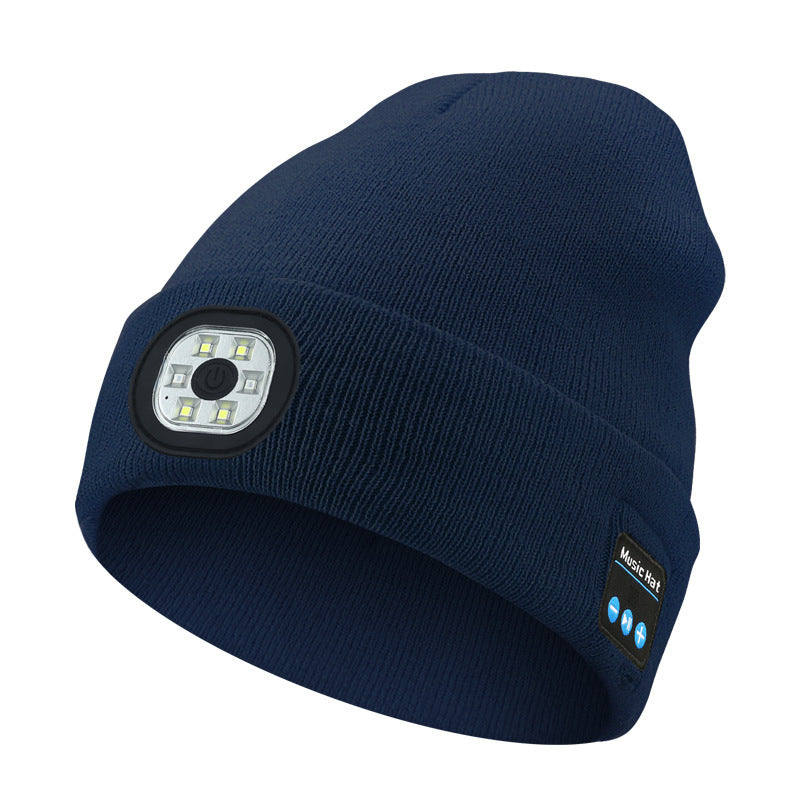Light Grey Removable LED Bluetooth Headphone Beanie - Washable Knit Hat with 3 - Level LED Illumination & Stereo Sound, USB Rechargeable