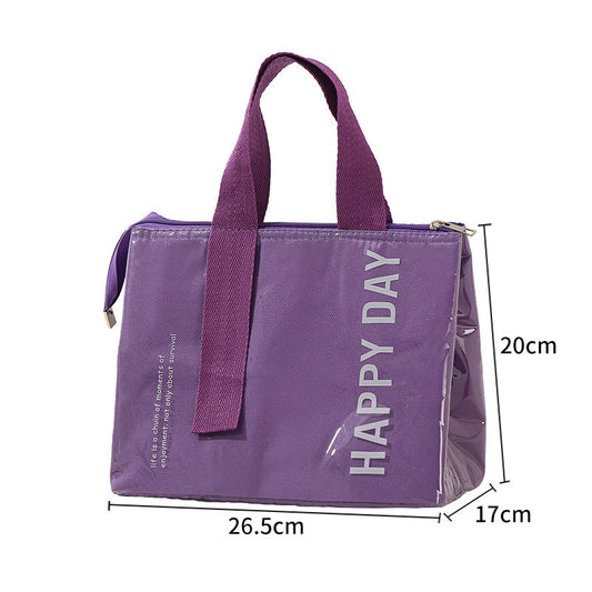 2-Pack Purple Dopamine Color Block Insulated Lunch Bag - Large Capacity Portable Cooler with Thickened Aluminum Foil Liner for Office Camping Picnic - Main product image