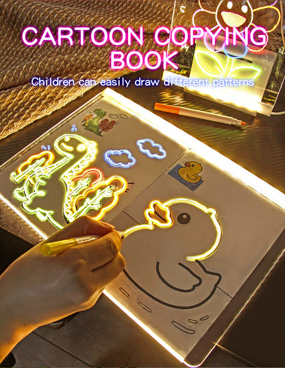 30x20CM LED Light-Up Tracing Doodle Board with 10 Brushes  - Erasable Fluorescent Drawing Tablet for Kids, Creative Painting, and Interactive Decoration/Gift - Product image 4