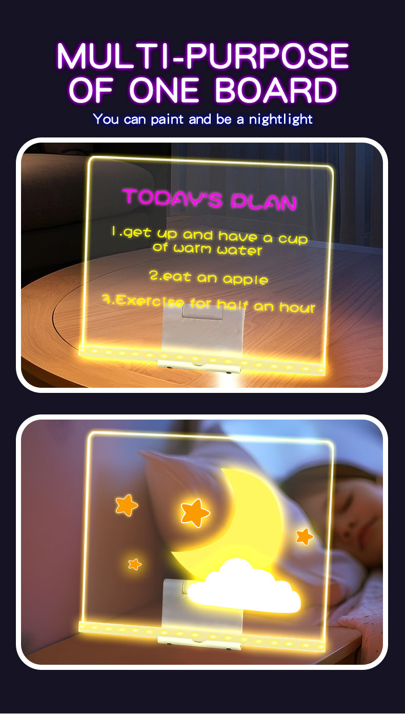 30x20CM LED Light-Up Tracing Doodle Board with 10 Brushes  - Erasable Fluorescent Drawing Tablet for Kids, Creative Painting, and Interactive Decoration/Gift - Product image 6